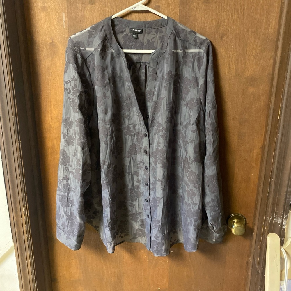 Torrid Dark Gray Floral Blouse